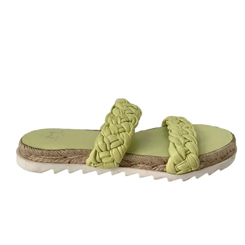 Marc Fisher Ltd Jaimee Espadrille Slide Sandal in Citron Leather Size 6M
